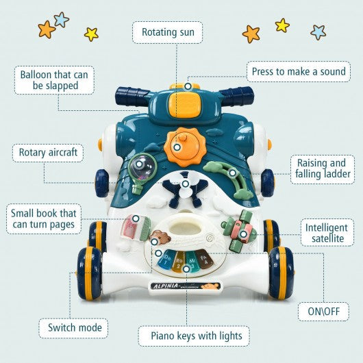 3-in-1 Baby Sit-to-Stand Walker with Music and Lights-Blue