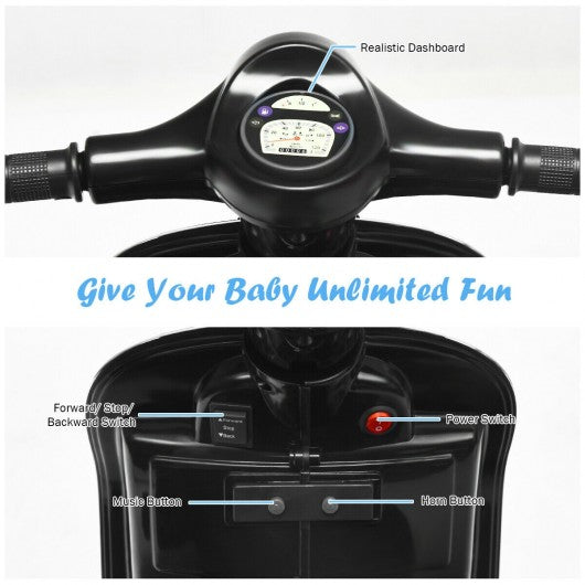 6V Kids Ride On Vespa Scooter Motorcycle for Toddler-Black