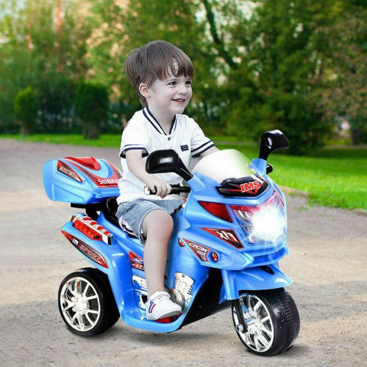 3 Wheel Kids Ride On Motorcycle 6V Battery Powered Electric Toy Bicyle-Blue
