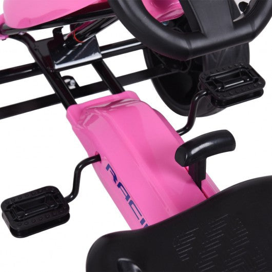 Outdoor Kids 4 Wheel Pedal Powered Riding Kart Car-Pink