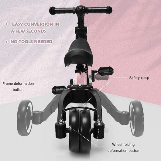 3 in 1 3 Wheel Kids Tricycles with Adjustable Seat & Handlebarfor Ages 1-3-Pink