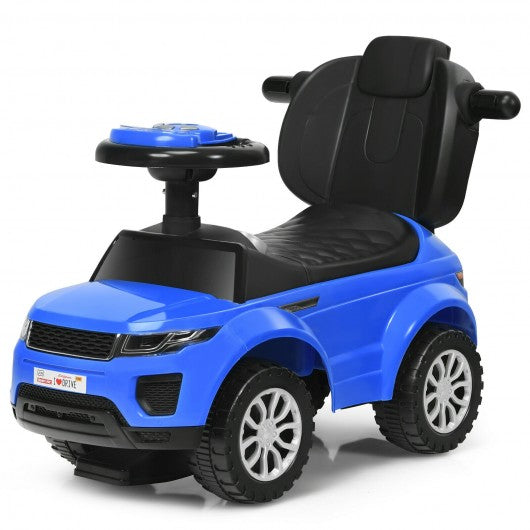 Honey Joy 3 in 1 Ride on Push Car Toddler Stroller Sliding Car with Music-Blue