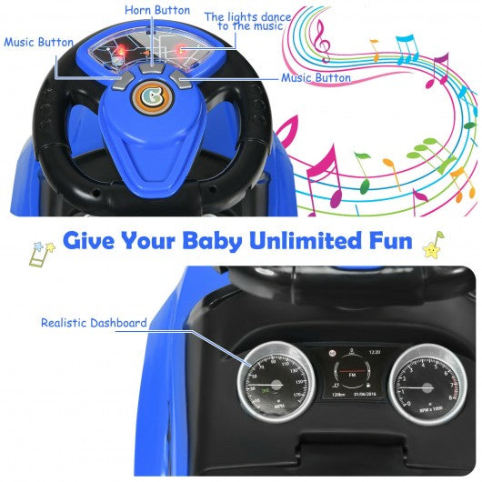 Honey Joy 3 in 1 Ride on Push Car Toddler Stroller Sliding Car with Music-Blue