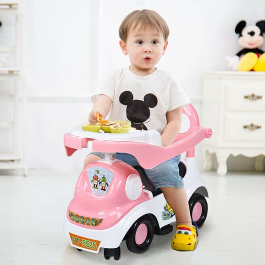3-in-1 Ride On Push Car with Music Box & Horn-Pink