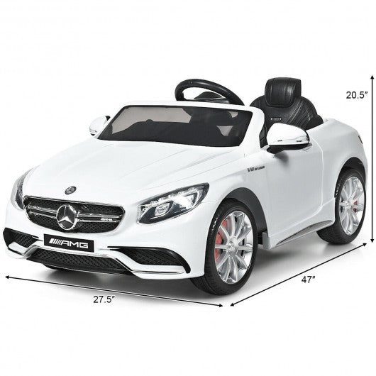 12 V Mercedes-Benz S63 Licensed Kids Ride On Car-White