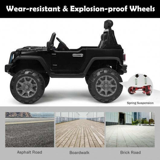 12V Kids Spring Suspension Ride On Truck-Black