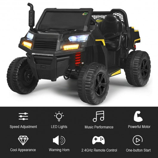 12V Battery Powered Kids Ride On Dumpbed Truck RC-Black