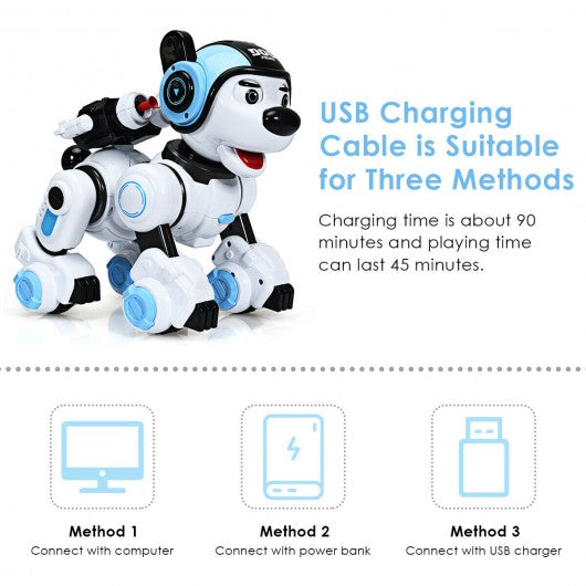 Wireless Programmable Interactive Remote Control Robotic Dog-Blue