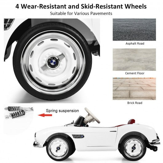 12 V BMW 507 Licensed Electric Kids Ride On Retro Car-White