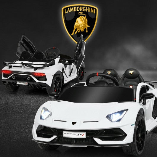12 V Licensed Lamborghini SVJ RC Kids Ride On Car with Trunk and Music-White