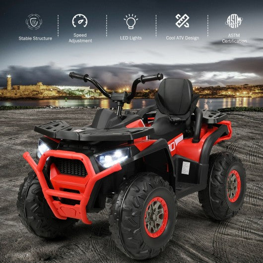 12 V Kids Electric 4-Wheeler ATV Quad with MP3 and LED Lights-Red