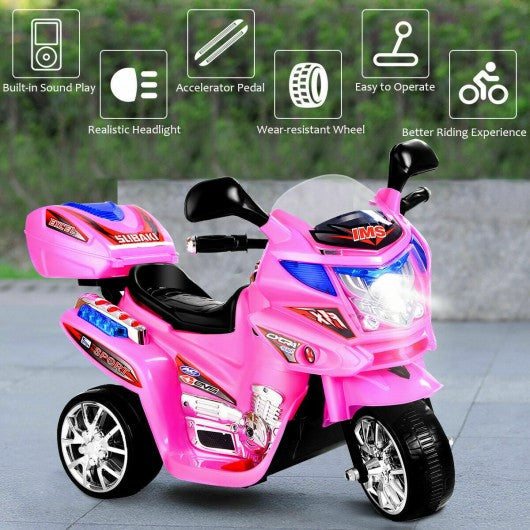 3 Wheel Kids Ride On Motorcycle 6V Battery Powered Electric Toy Bicyle New-pink