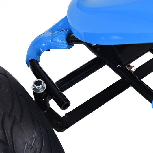 Outdoor Kids 4 Wheel Pedal Powered Riding Kart Car-Navy