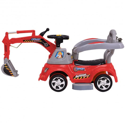 Electric Remote Control Riding Excavator Digger Car-Red