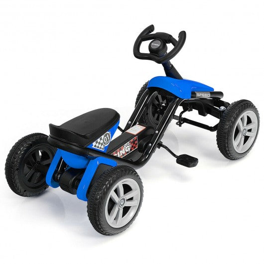 4 Wheel Pedal Powered Ride on Racer Car for Kids-Blue