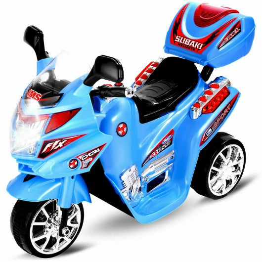 3 Wheel Kids Ride On Motorcycle 6V Battery Powered Electric Toy Bicyle-Blue