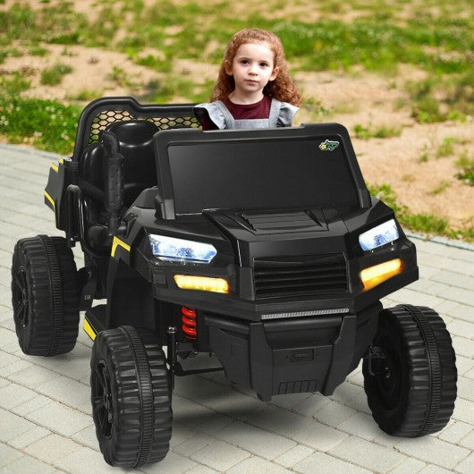 12V Battery Powered Kids Ride On Dumpbed Truck RC-Black