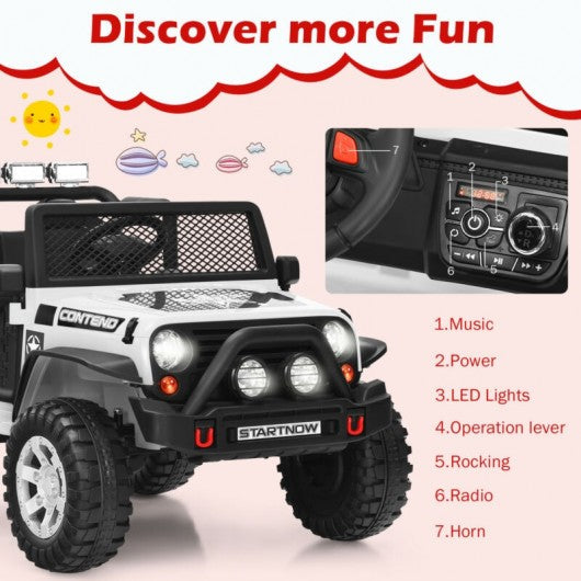 12V Kids Remote Control Electric  Ride On Truck Car with Lights and Music -White