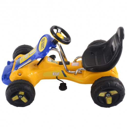 Go Kart Kids Ride Car Pedal Powered Car 4 Wheel Racer Toy Stealth Outdoor-Yellow