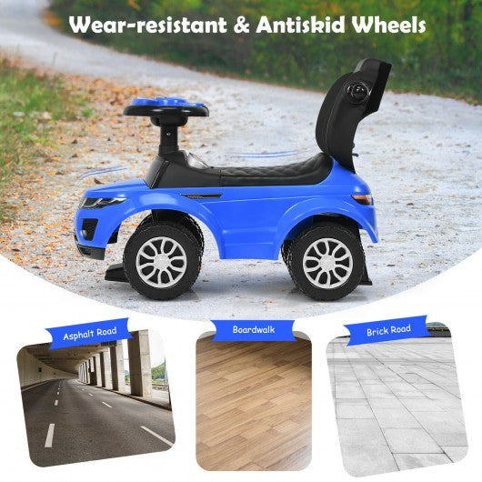 Honey Joy 3 in 1 Ride on Push Car Toddler Stroller Sliding Car with Music-Blue