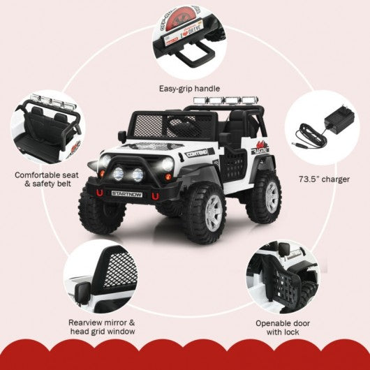 12V Kids Remote Control Electric  Ride On Truck Car with Lights and Music -White