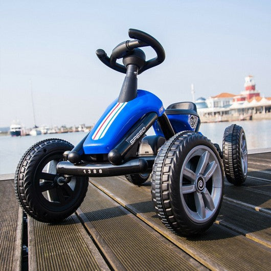 4 Wheel Pedal Powered Ride on Racer Car for Kids-Blue