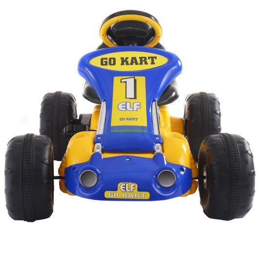 Go Kart Kids Ride Car Pedal Powered Car 4 Wheel Racer Toy Stealth Outdoor-Yellow