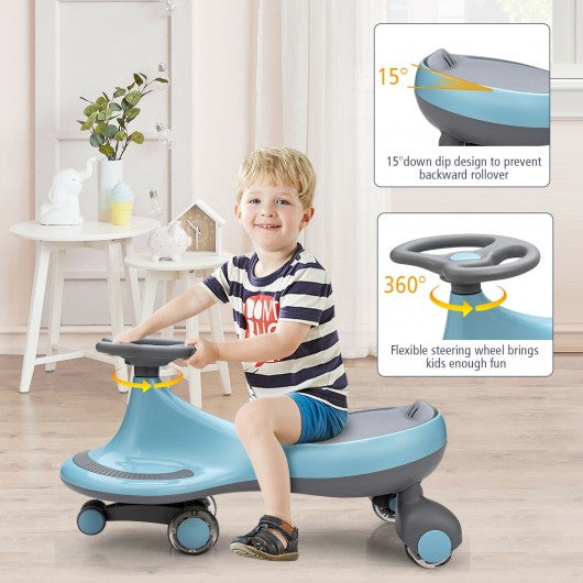 Wiggle Car Ride-on Toy with Flashing Wheels-Blue