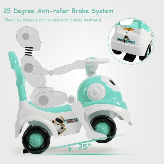 3-in-1 Baby Walker Sliding Pushing Car w/ Sound-Green