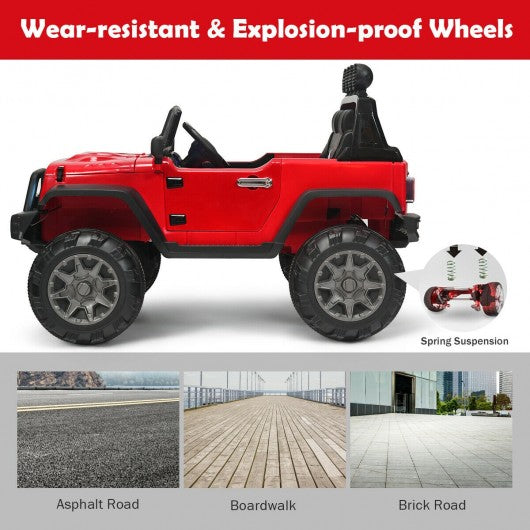 12V Kids Spring Suspension Ride On Truck-Red