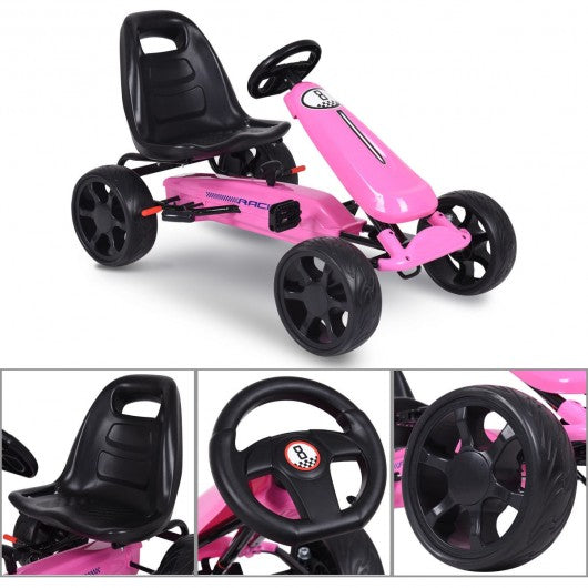 Outdoor Kids 4 Wheel Pedal Powered Riding Kart Car-Pink