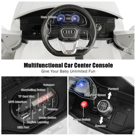 12V Licensed AudiQ8 Kids Ride On Car-White