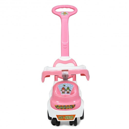 3-in-1 Ride On Push Car with Music Box & Horn-Pink