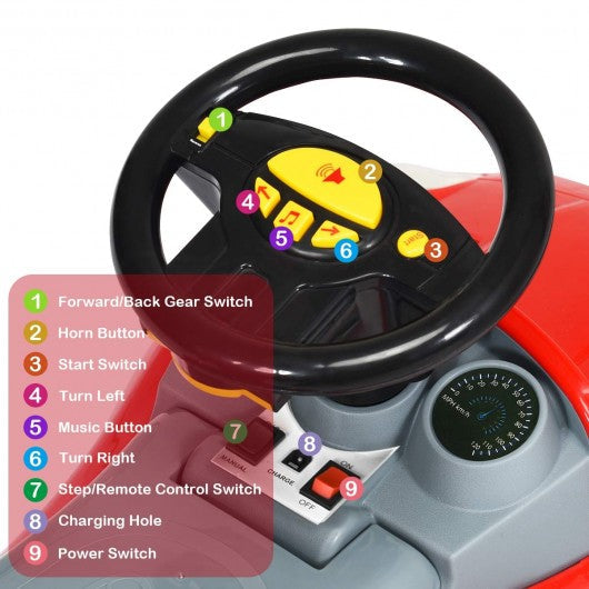 Kids Electric Ride On Car And Push Car Stroller -Red