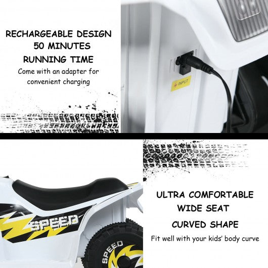6V Kids Electric ATV 4 Wheels Ride-On Toy -White