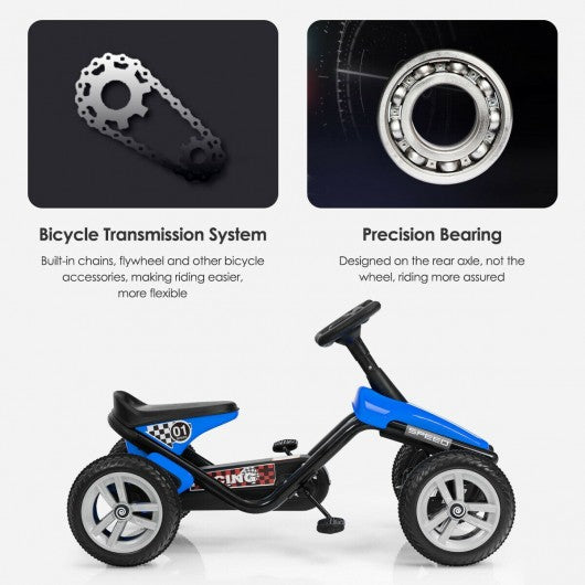 4 Wheel Pedal Powered Ride on Racer Car for Kids-Blue
