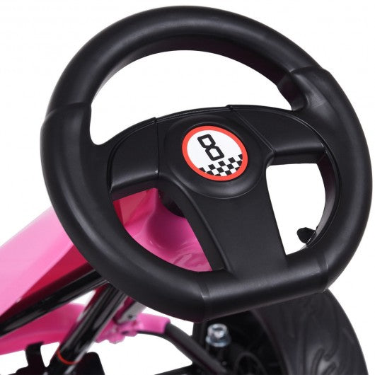 Outdoor Kids 4 Wheel Pedal Powered Riding Kart Car-Pink