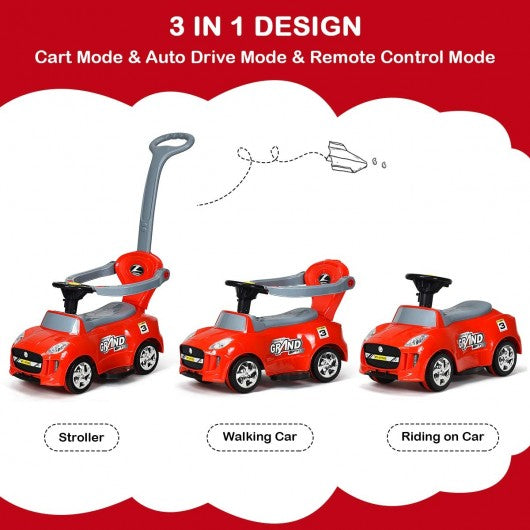 Kids Electric Ride On Car And Push Car Stroller -Red