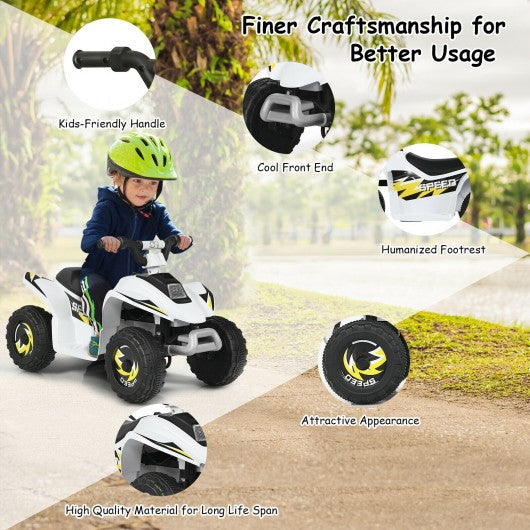 6V Kids Electric ATV 4 Wheels Ride-On Toy -White