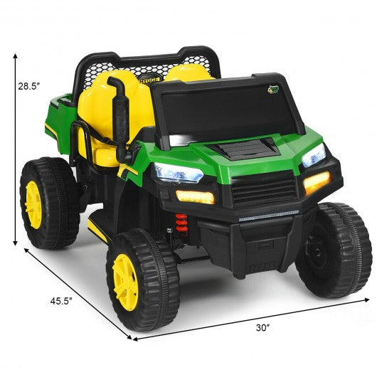 12V Battery Powered Kids Ride On Dumpbed Truck RC-Green