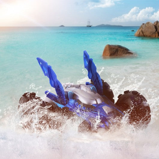 Electric Amphibious RC Car Remote Control Stunt Car 360° Spin Land Water Toy