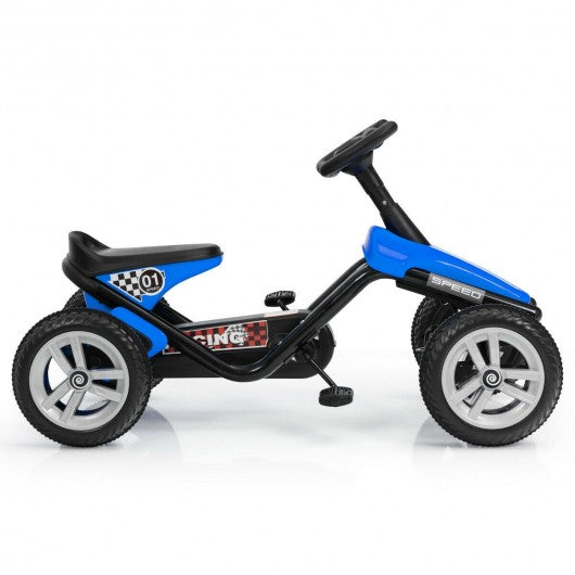 4 Wheel Pedal Powered Ride on Racer Car for Kids-Blue