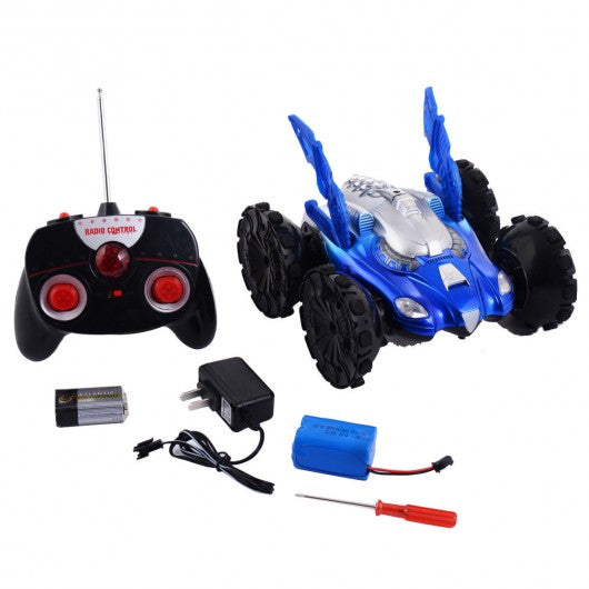 Electric Amphibious RC Car Remote Control Stunt Car 360° Spin Land Water Toy