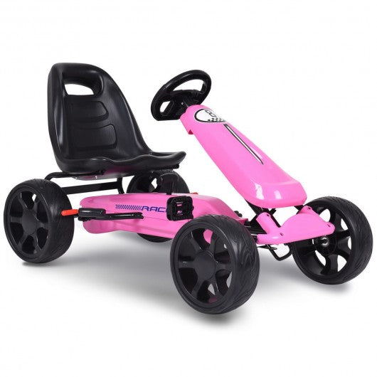 Outdoor Kids 4 Wheel Pedal Powered Riding Kart Car-Pink