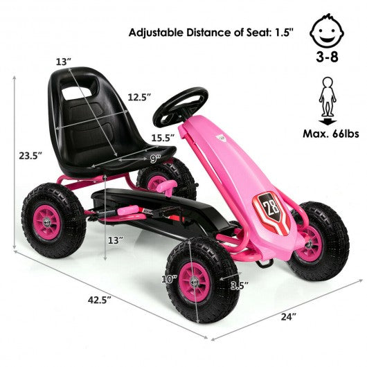 Kids Ride on Car Toy with Adjustable Seat-Pink