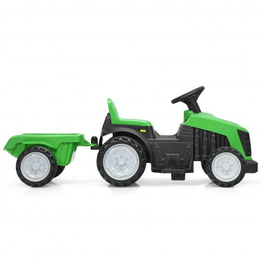 6V Electric Kids Ride On Tractor 6 Wheels Car Toy with Trailer-Green
