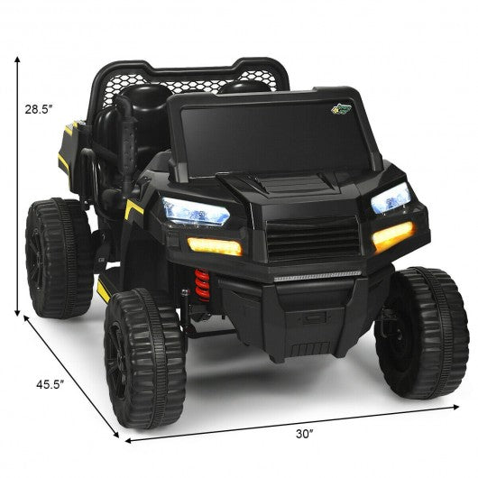 12V Battery Powered Kids Ride On Dumpbed Truck RC-Black