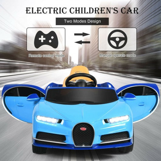 12V Licensed Bugatti Chiron Kids Ride on Car with Storage Box and MP3-Blue