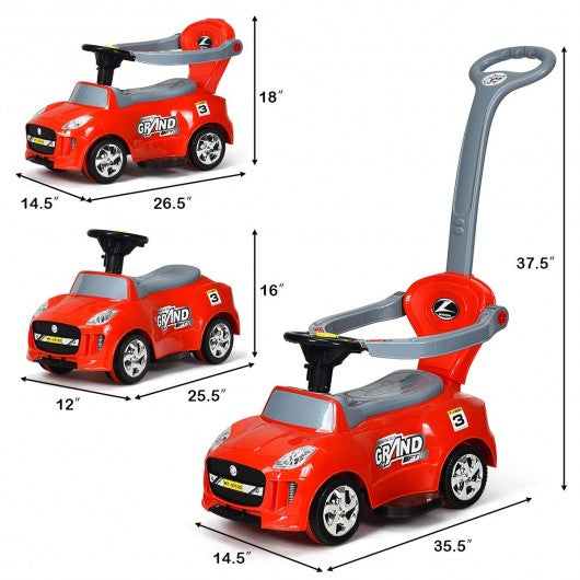 Kids Electric Ride On Car And Push Car Stroller -Red