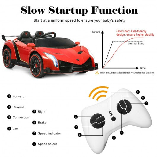 12V 2-Seater Licensed Lamborghini Kids Ride On Car with RC and Swing Function